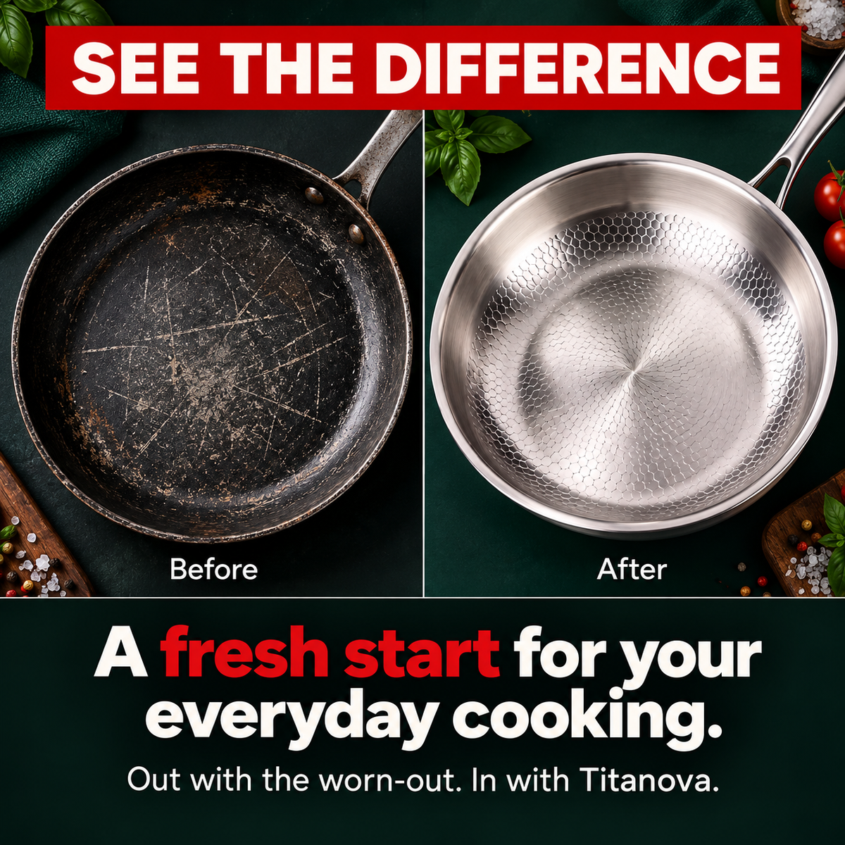 Hand-Hammered Titanium Pan 11"