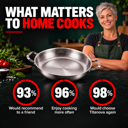 Hand-Hammered Titanium Pan with Two Handles 12" - TITANOVA®