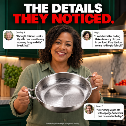 Hand-Hammered Titanium Pan with Two Handles 12" - TITANOVA®