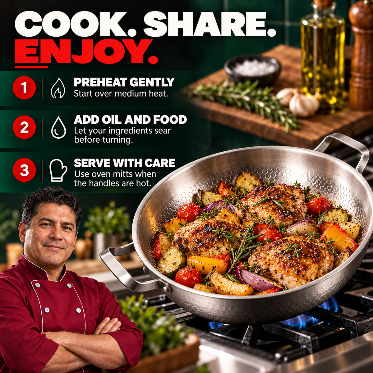 Hand-Hammered Titanium Pan with Two Handles 12" - TITANOVA®