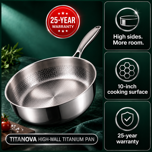 Hand-Hammered High-Wall Titanium Pan 10" - TITANOVA®