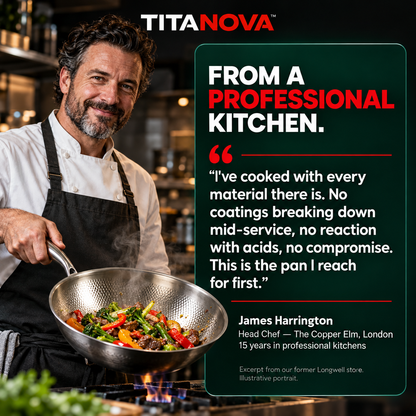 Hand-Hammered Titanium Wok 12" - TITANOVA®