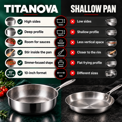 Hand-Hammered High-Wall Titanium Pan 10" - TITANOVA®