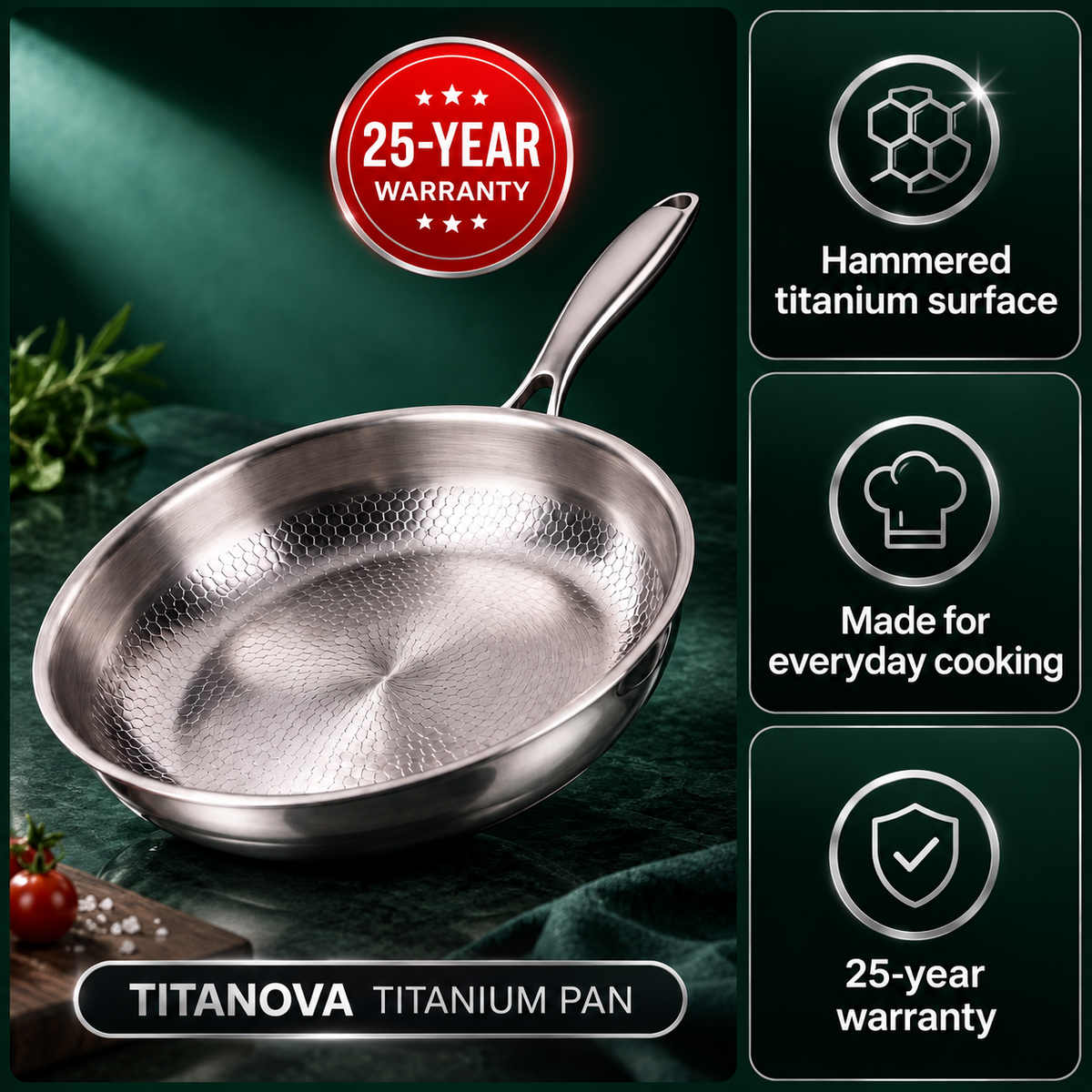 Hand-Hammered Titanium Pan 11"